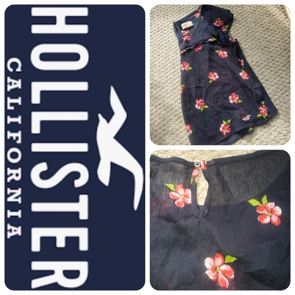 $40 Hollister | Navy Floral | Gauze Blouse - Picture 1 of 8